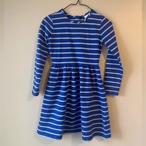 Hannah Andersson blue striped & gold zipper dress, size 5